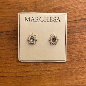 Marchesa Blue and Gold Crystal Earrings